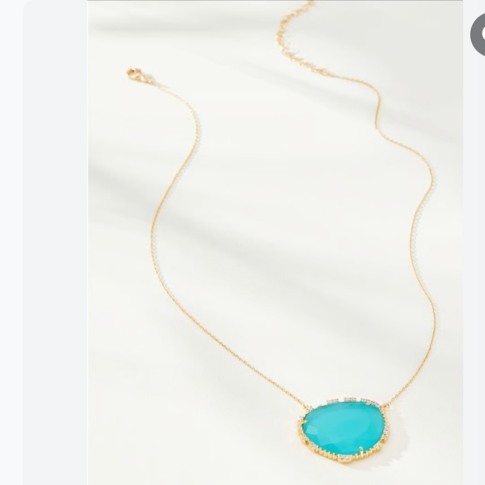 NWOT! Serefina × Anthropologie, Rebirth Necklace, Gold/Aqua-Turquoise, MSRP $48